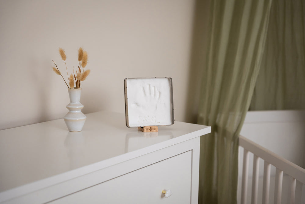 A practical and stylish baby keepsake box that doubles as decor.